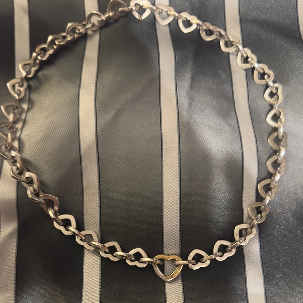 Tiffany & co Silver Heart link necklace with Gold heart